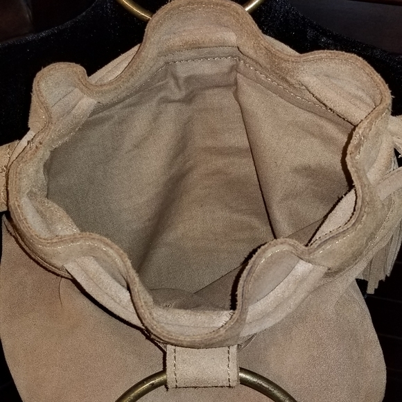 Cognac Leather Bag w/Metal Ring Handles - Picture 3 of 3